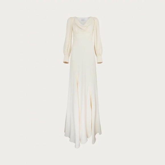 Ghost London Anika Cowl Neck Maxi Wedding Dress, Cloud Dancer, VTG Inspired NWT - Picture 3 of 3